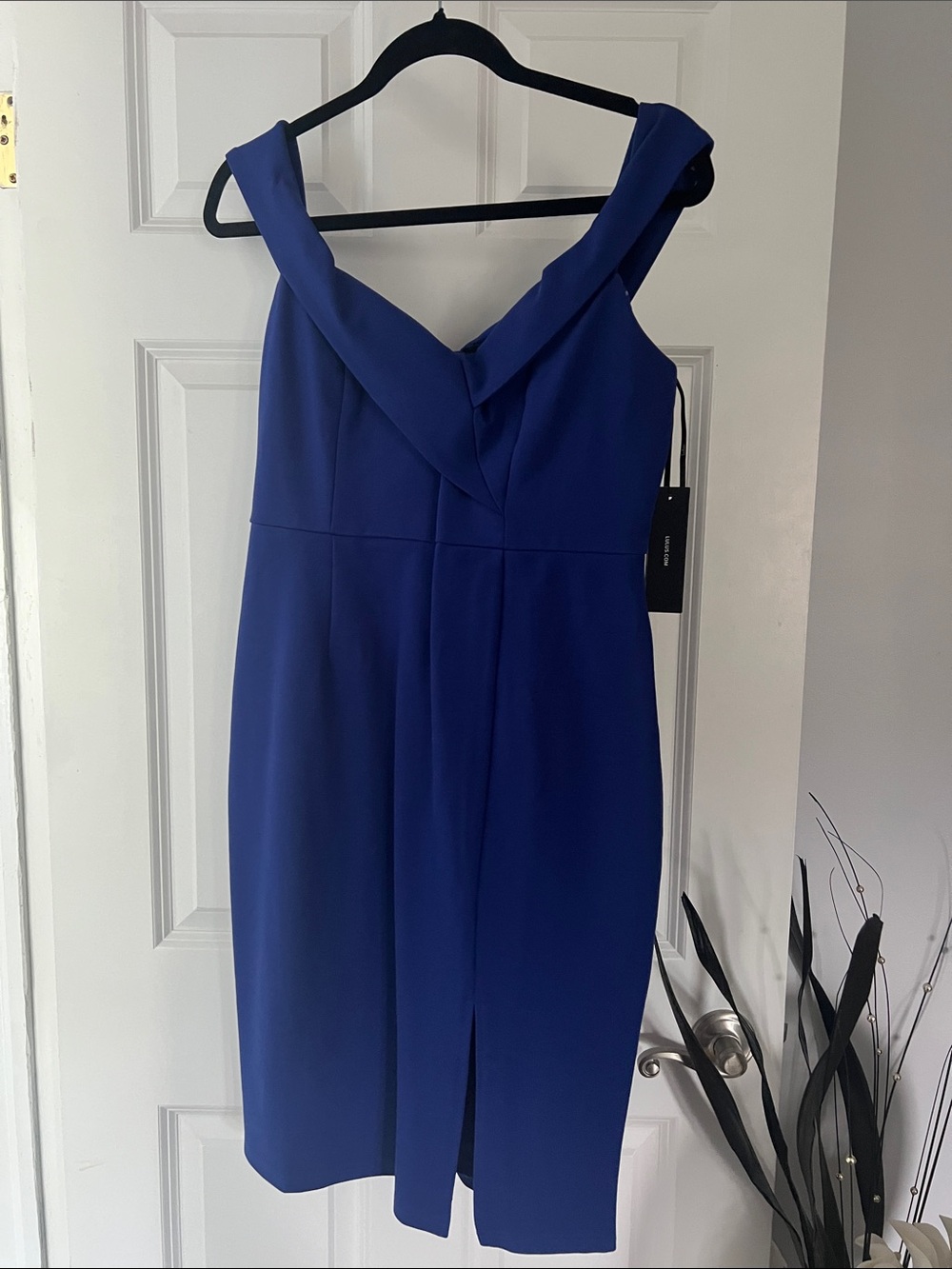 Lulus Off-Shoulder Royal Blue Sheath Dress